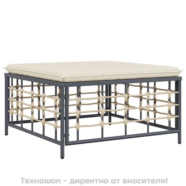 Градински комплект с възглавници 5 части антрацит полиратан