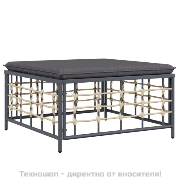 Градински комплект с възглавници 9 части антрацит полиратан