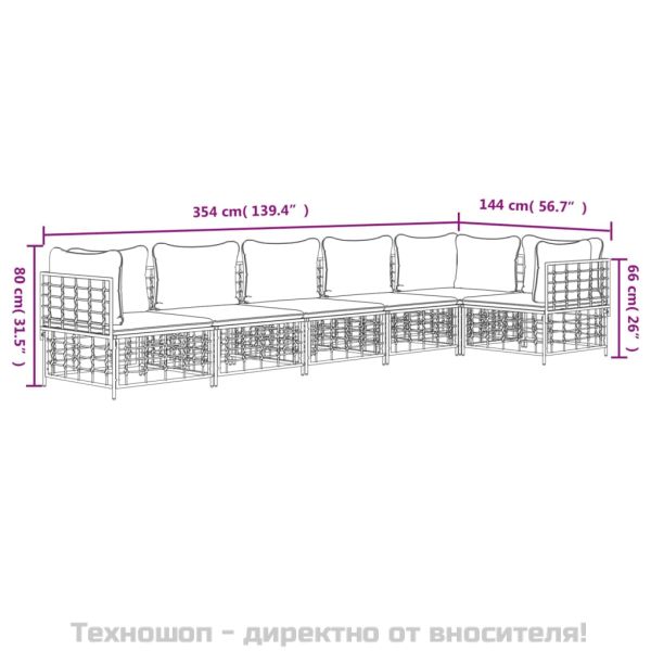 Градински комплект с възглавници 6 части антрацит полиратан