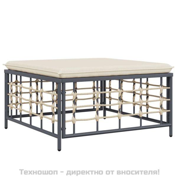 Градински комплект с възглавници 5 части антрацит полиратан