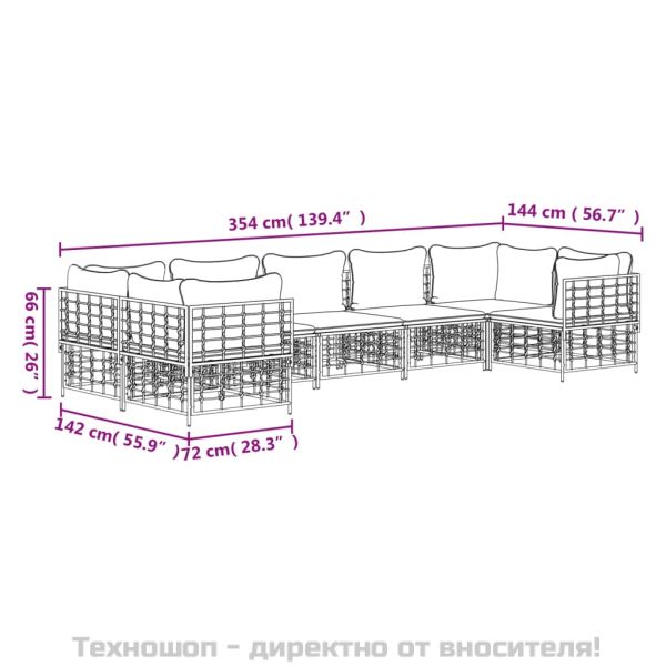 Градински комплект с възглавници 7 части антрацит полиратан