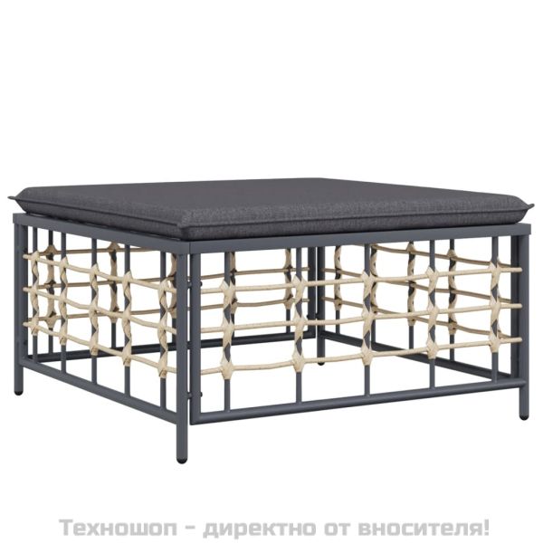 Градински комплект с възглавници 7 части антрацит полиратан