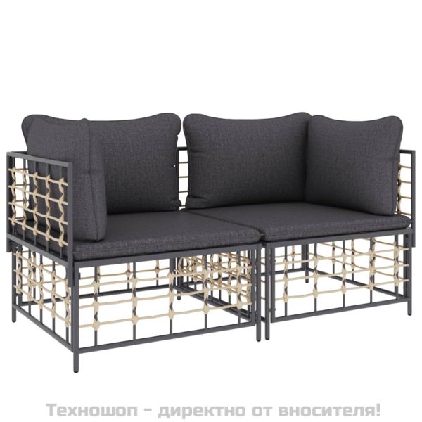 Секционни ъглови дивани с възглавници, 2 бр, полиратан