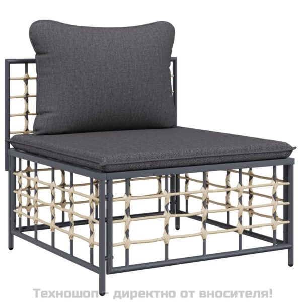 Градински комплект с възглавници 6 части антрацит полиратан