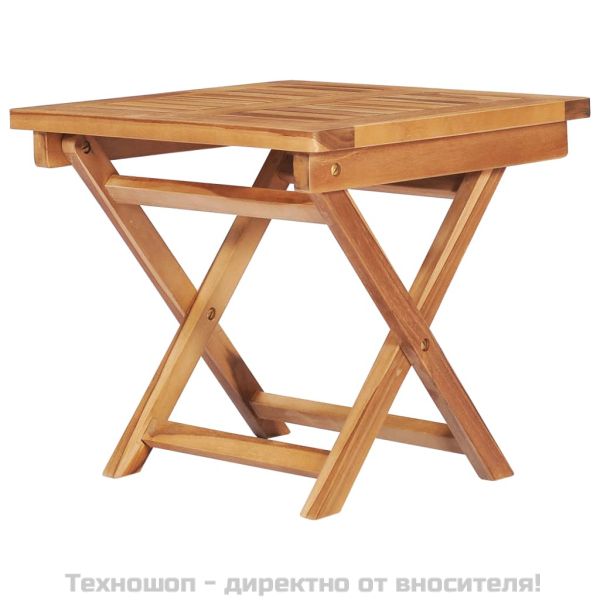 Шезлонг с масичка и шалте, тиково дърво масив