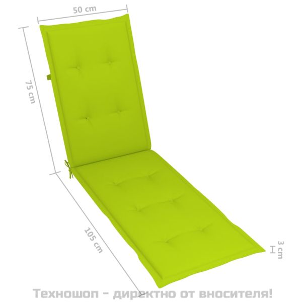 Градински шезлонг подложка за крака и възглавница акация масив