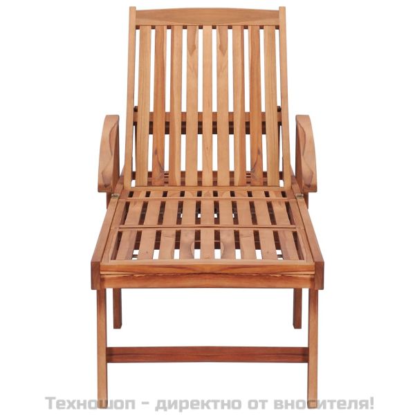 Шезлонги с шалтета на червено каре, 2 бр, тиково дърво масив