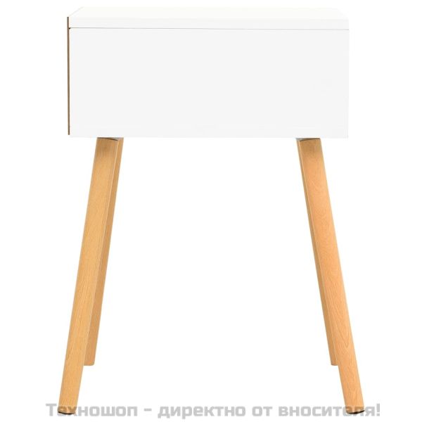 Нощно шкафче, бяло и дъб сонома, 40x40x56 см, инженерно дърво