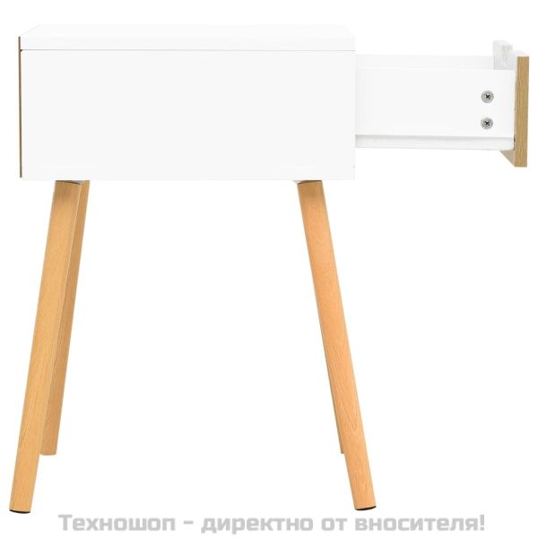 Нощно шкафче, бяло и дъб сонома, 40x40x56 см, инженерно дърво