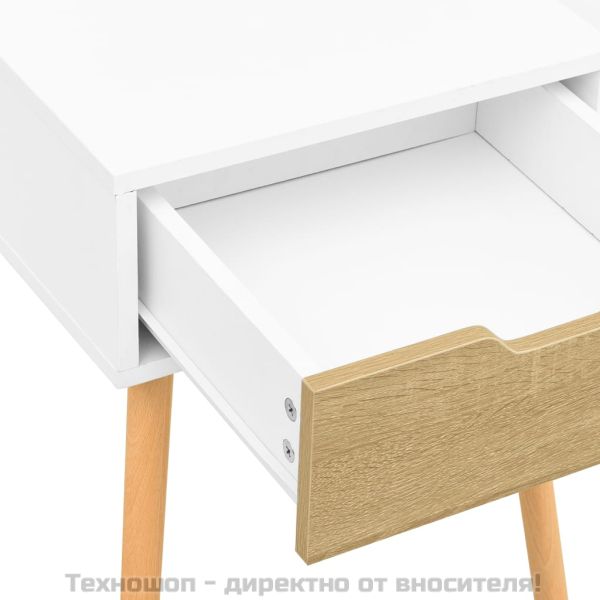 Нощно шкафче, бяло и дъб сонома, 40x40x56 см, инженерно дърво