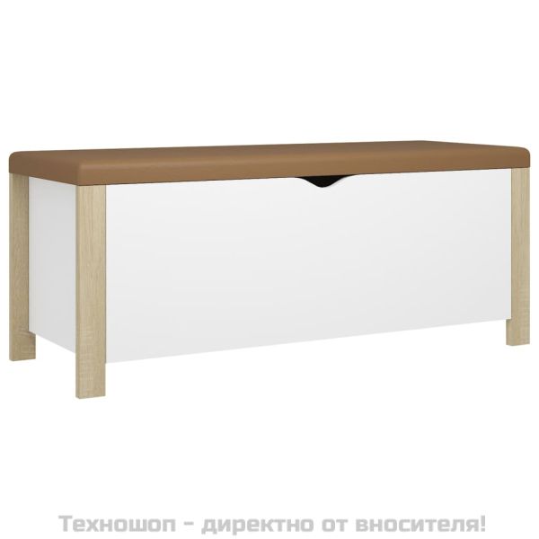 Кутия за съхранение с възглавница бяло/дъб сонома 105x40x45 см