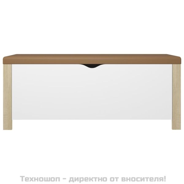 Кутия за съхранение с възглавница бяло/дъб сонома 105x40x45 см