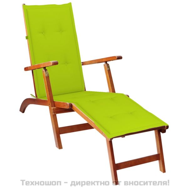 Възглавница за стол шезлонг ярко зелена (75+105)x50x4 см