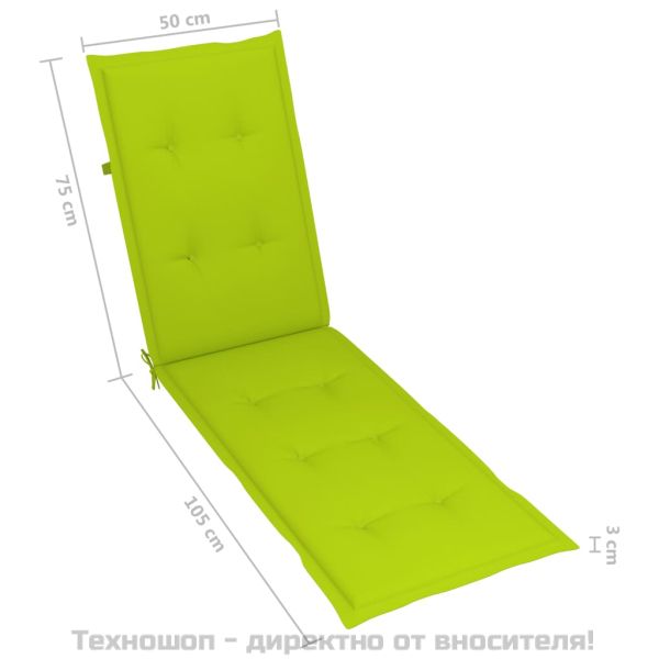 Възглавница за стол шезлонг ярко зелена (75+105)x50x4 см