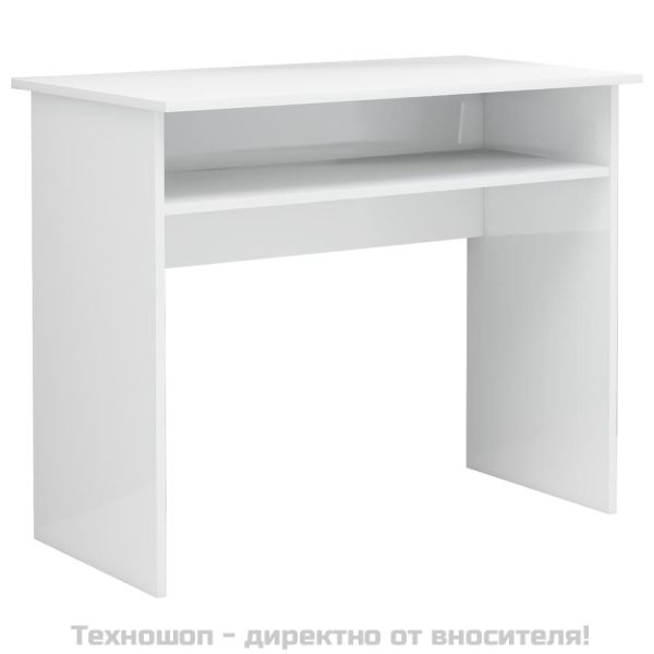 Бюро, бял гланц, 90x50x74 см, инженерно дърво