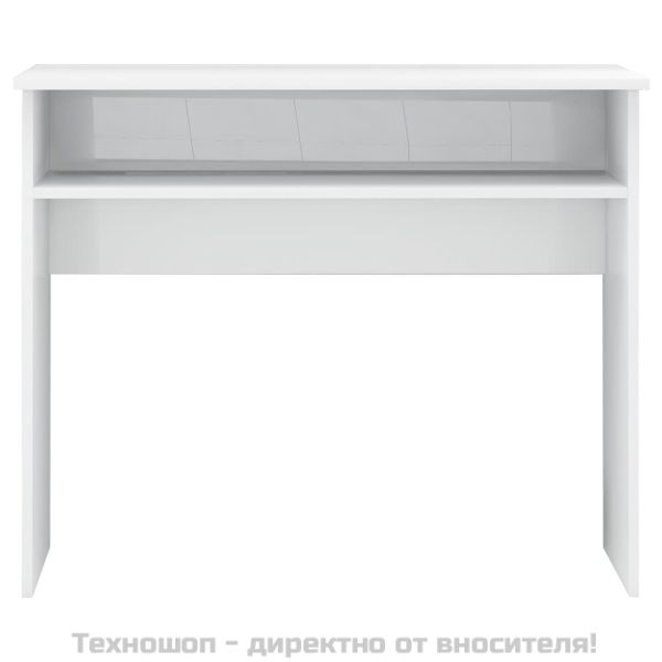 Бюро, бял гланц, 90x50x74 см, инженерно дърво