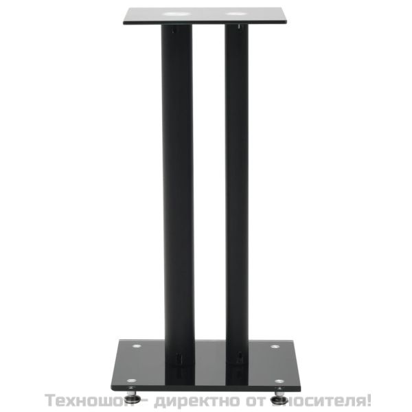 Стойки за тонколони, 2 бр, 2 колони, закалено стъкло, черни