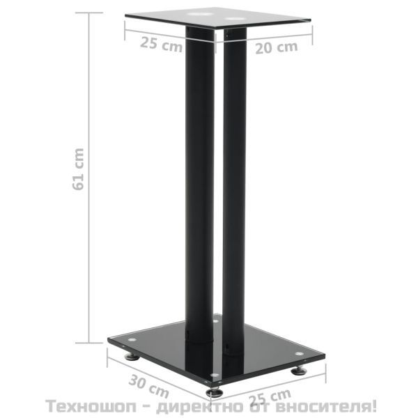 Стойки за тонколони, 2 бр, 2 колони, закалено стъкло, черни