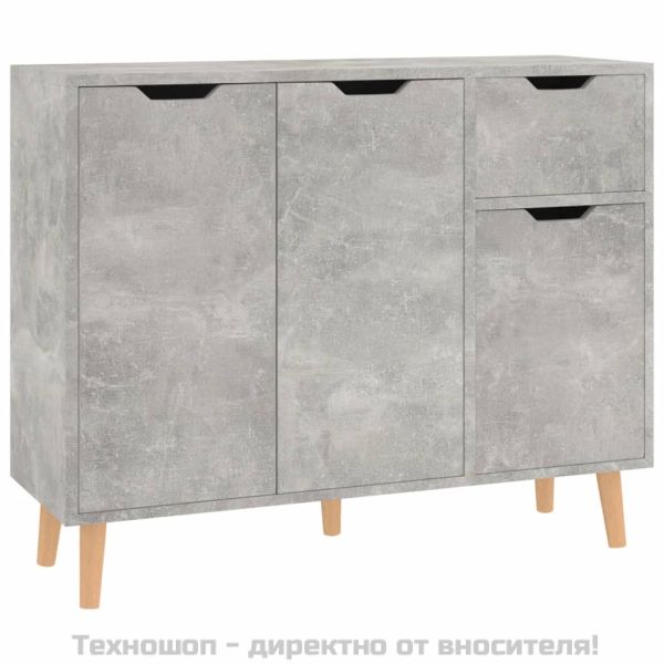 Сайдборд, бетонно сив, 90x30x72 см, инженерно дърво