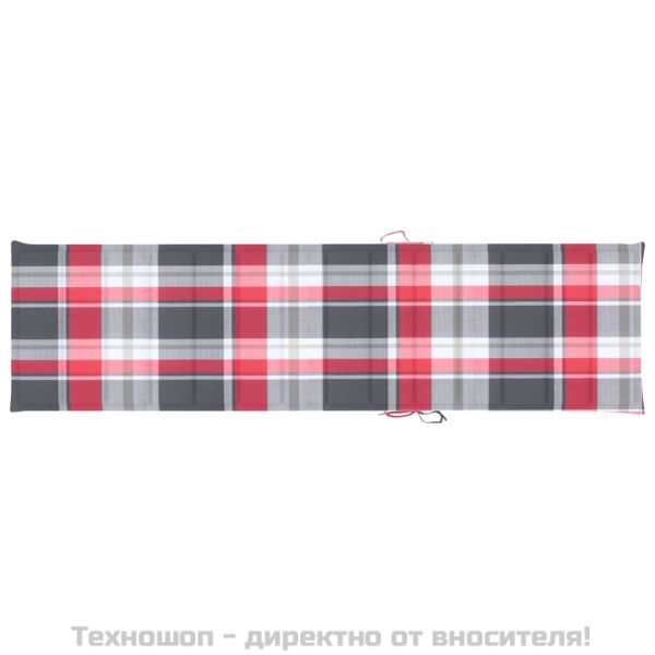 Шалте за шезлонг, червено каре, 200x50x3 см, Оксфорд плат