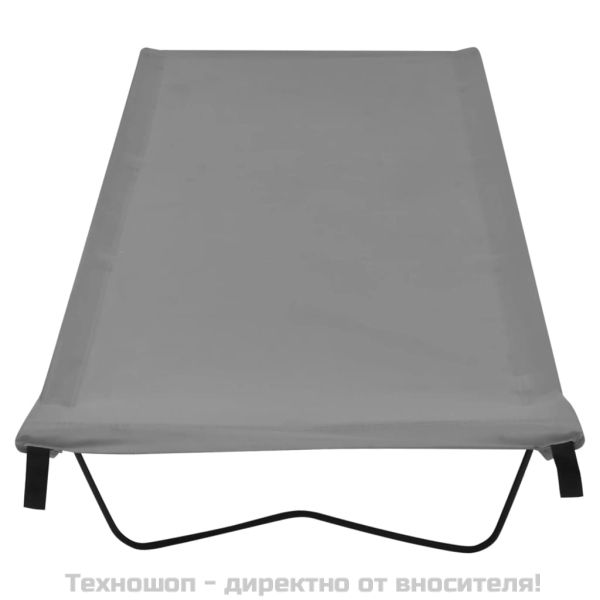 Къмпинг легло, 180х60х19 см, плат оксфорд и стомана, сиво