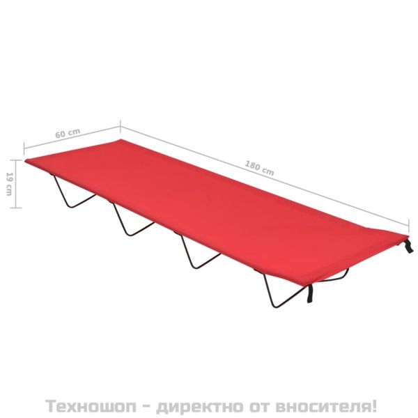 Къмпинг легла 2 бр 180х60х19 см плат оксфорд и стомана червено