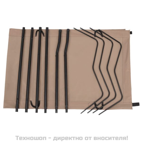 Къмпинг легло 180х60х19 см плат оксфорд и стомана таупе