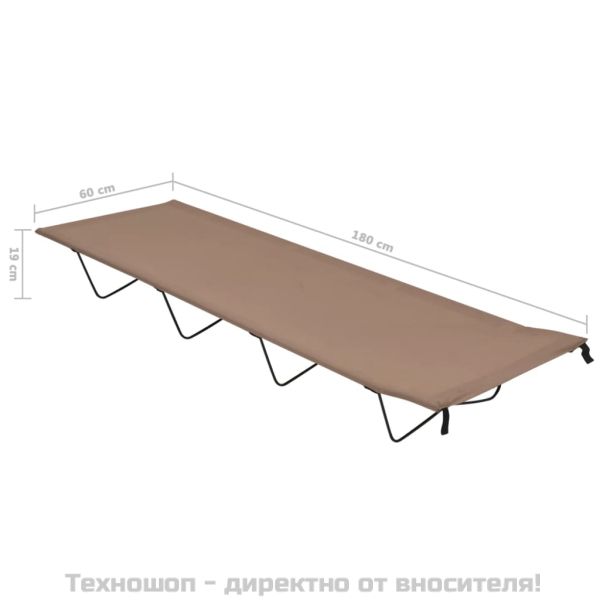 Къмпинг легло 180х60х19 см плат оксфорд и стомана таупе