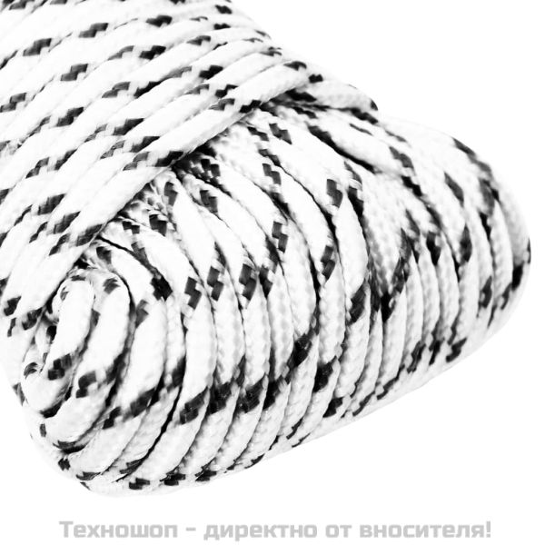 Плетено въже за лодка бяло 5 мм x 500 м полиестер