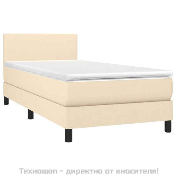 Боксспринг легло с матрак, кремаво, 100x200 см, плат