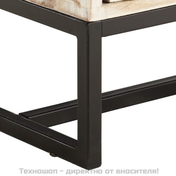 ТВ шкаф, бял, 140x30x45 см, акациево дърво масив