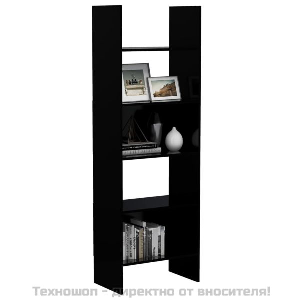 Библиотека, черна, 60x35x180 см, инженерно дърво