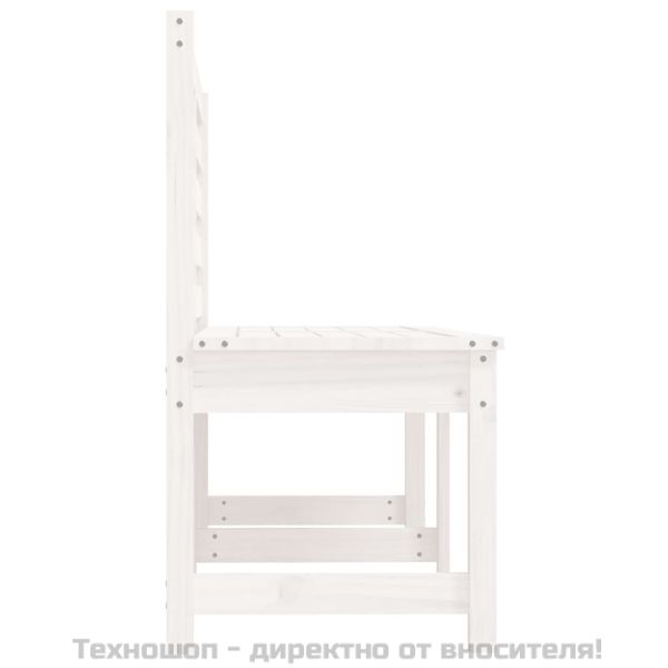 Градинска пейка, бяла, 157,5 см, борово дърво масив