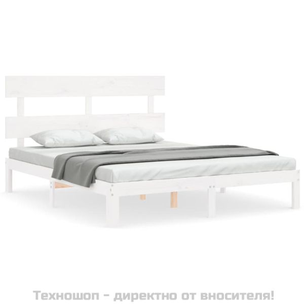 Рамка за легло без матрак, бял, 160x200 см, бор масив