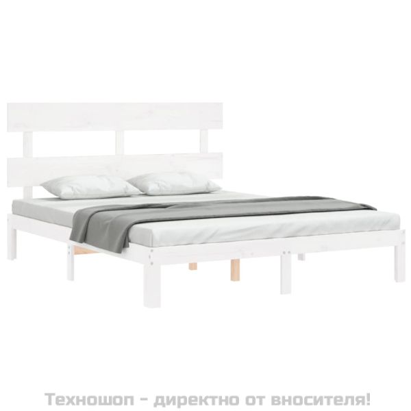 Рамка за легло без матрак, бял, 160x200 см, бор масив