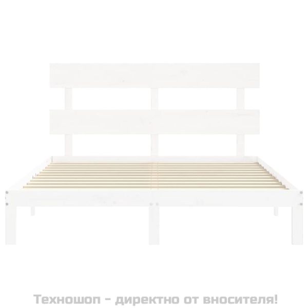 Рамка за легло без матрак, бял, 160x200 см, бор масив