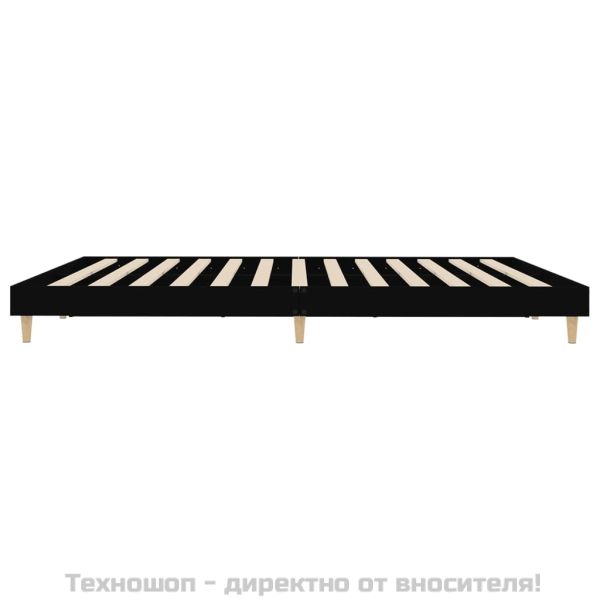 Рамка за легло, черна, 200x200 см, инженерно дърво