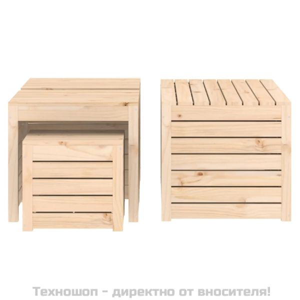 Комплект градински кутии от 4 части, масивно дърво бор