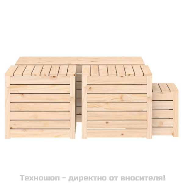 Комплект градински кутии от 4 части, масивно дърво бор