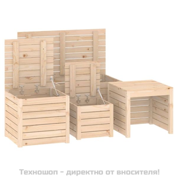 Комплект градински кутии от 4 части, масивно дърво бор