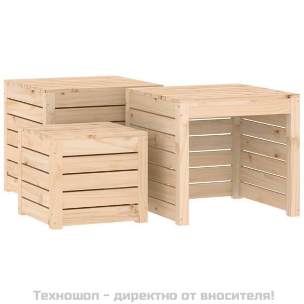 Комплект градински кутии от 4 части, масивно дърво бор