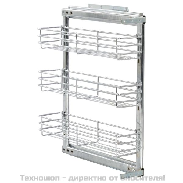 Издърпваща се кошница за кухня 3 нива сребриста 47x15,5x55,5 см