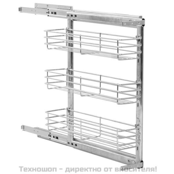 Издърпваща се кошница за кухня 3 нива сребриста 47x15,5x55,5 см