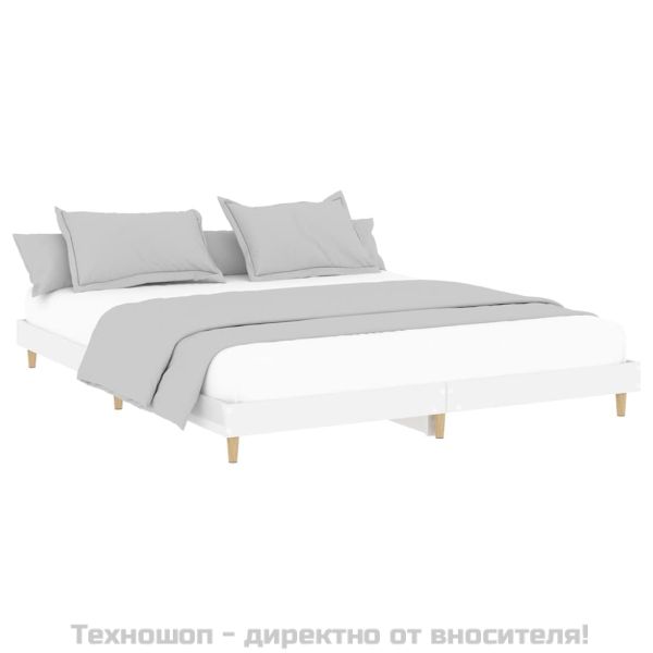 Рамка за легло, бял гланц, 200x200 см, инженерно дърво