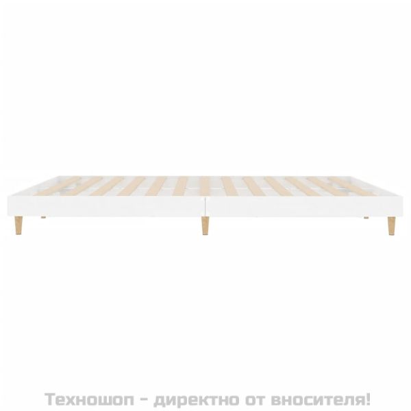 Рамка за легло, бял гланц, 200x200 см, инженерно дърво