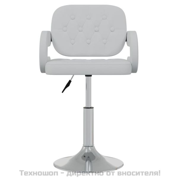 Въртящи се трапезни столове, 2 бр, бели, изкуствена кожа