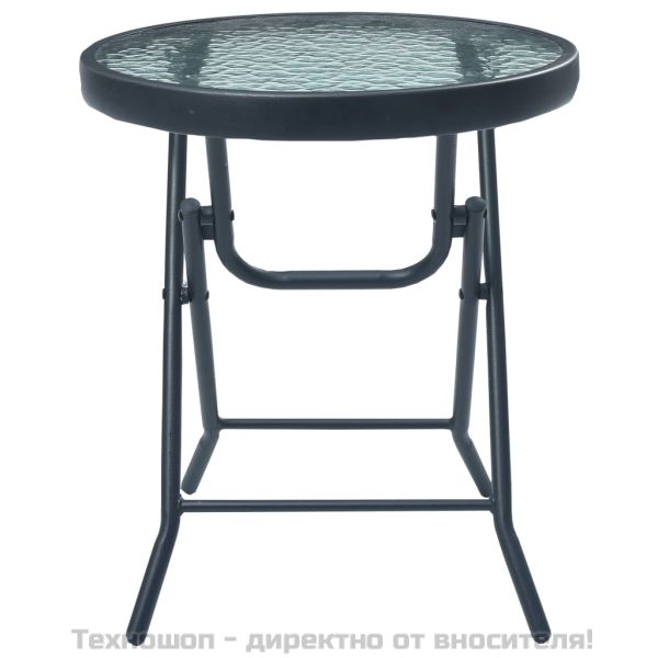 Бистро маса, черна, 40x46 см, стомана и стъкло