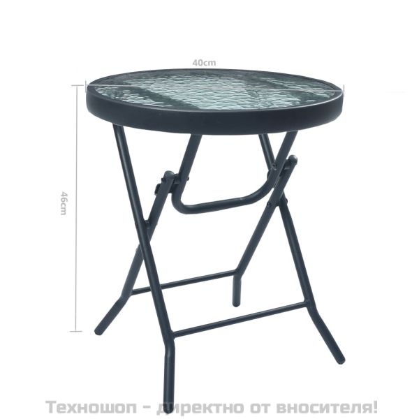 Бистро маса, черна, 40x46 см, стомана и стъкло