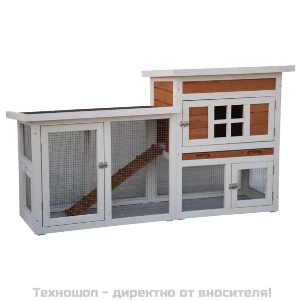 @Pet Клетка за зайци Villa, бяло и кафяво, 147x50x80 см