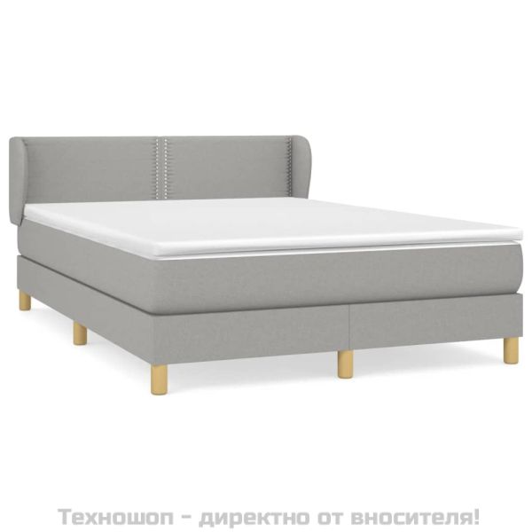 Боксспринг легло с матрак, светлосиво, 140x200 см, плат